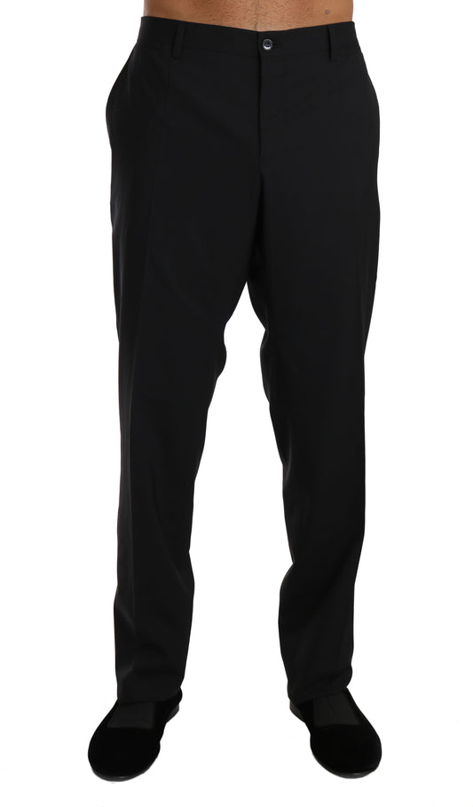 Pantalon habillé élégant en laine noire Dolce &amp; Gabbana