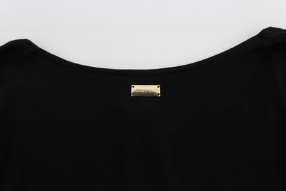 Pull élégant à col en V en viscose mélangée noire Versace Jeans