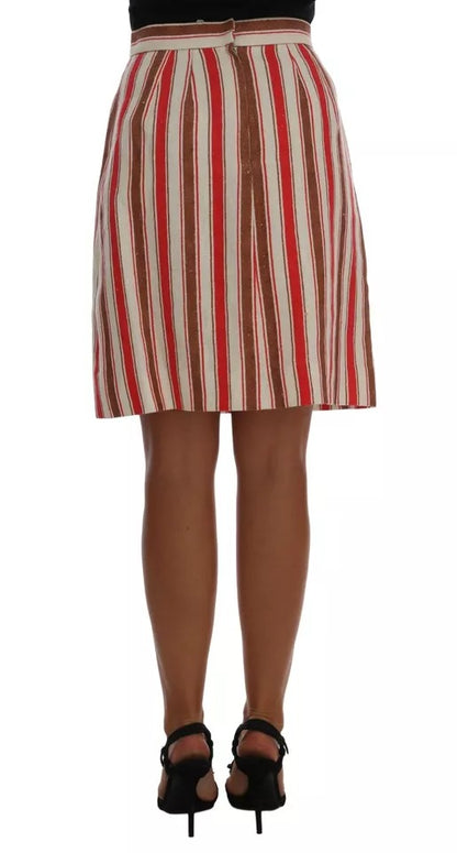 Jupe midi en coton à rayures Portofino multicolores Dolce &amp; Gabbana