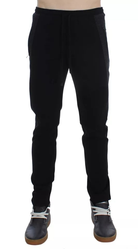 Dolce & Gabbana Black Gray Wool Casual Trousers Stripe Pants by Dolce & Gabbana