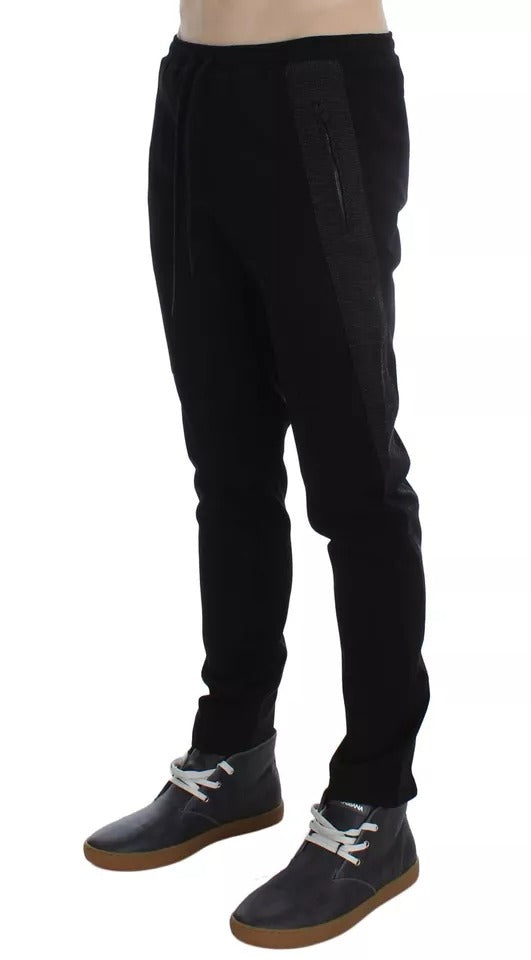 Dolce & Gabbana Black Gray Wool Casual Trousers Stripe Pants by Dolce & Gabbana