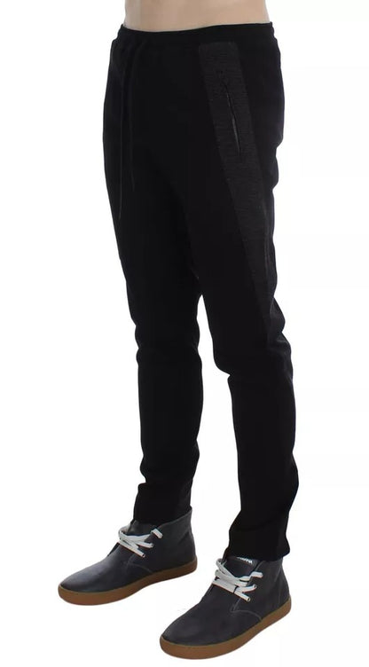 Dolce & Gabbana Black Gray Wool Casual Trousers Stripe Pants by Dolce & Gabbana