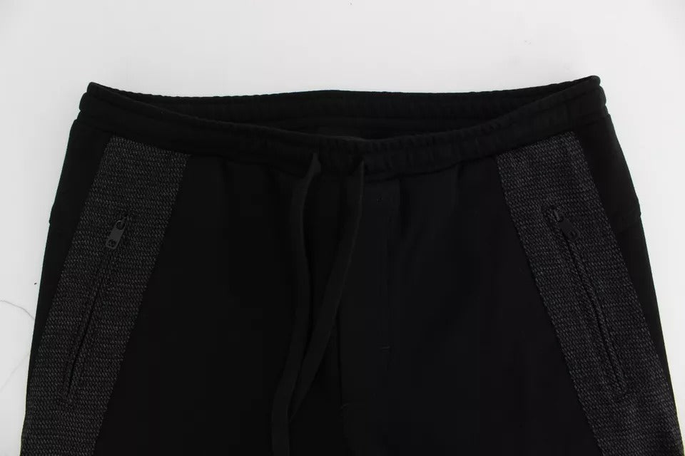 Dolce & Gabbana Black Gray Wool Casual Trousers Stripe Pants by Dolce & Gabbana