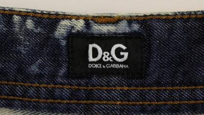 Short en jean délavé en coton bleu D&amp;G Dolce &amp; Gabbana