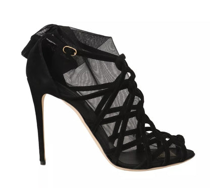Dolce & Gabbana Black Suede Stilettos Booties Socks Shoes by Dolce & Gabbana