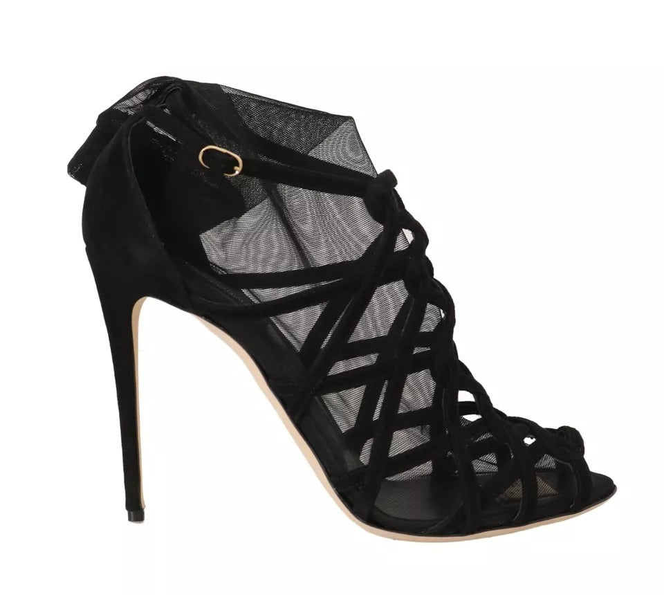 Dolce & Gabbana Black Suede Stilettos Booties Socks Shoes by Dolce & Gabbana