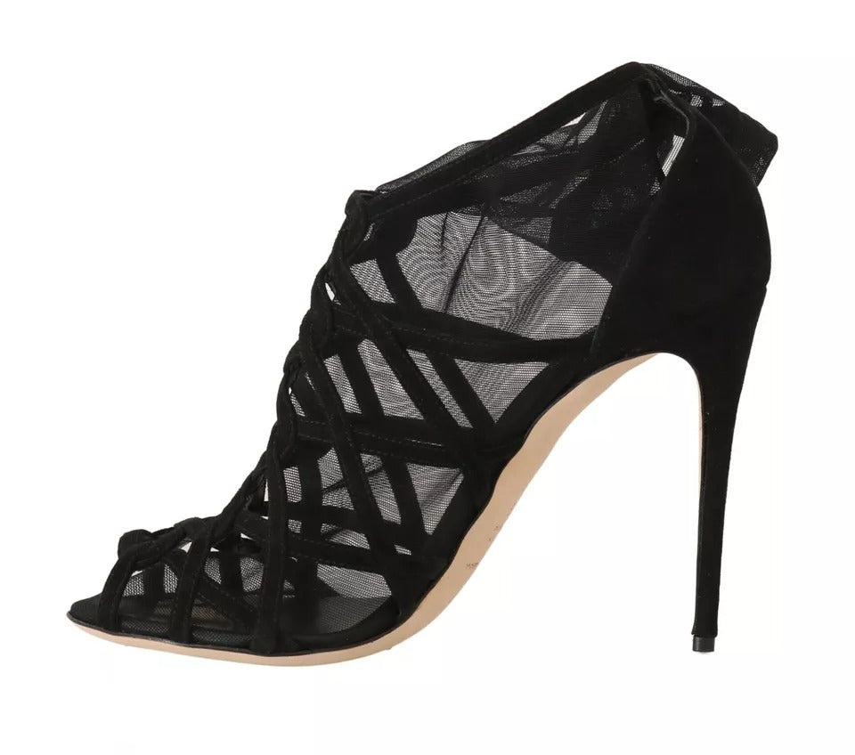 Dolce & Gabbana Black Suede Stilettos Booties Socks Shoes by Dolce & Gabbana