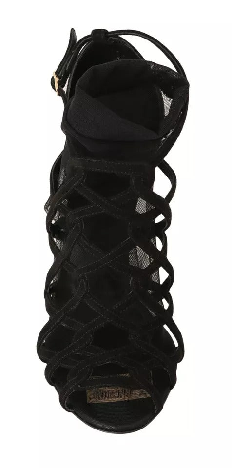 Dolce & Gabbana Black Suede Stilettos Booties Socks Shoes by Dolce & Gabbana