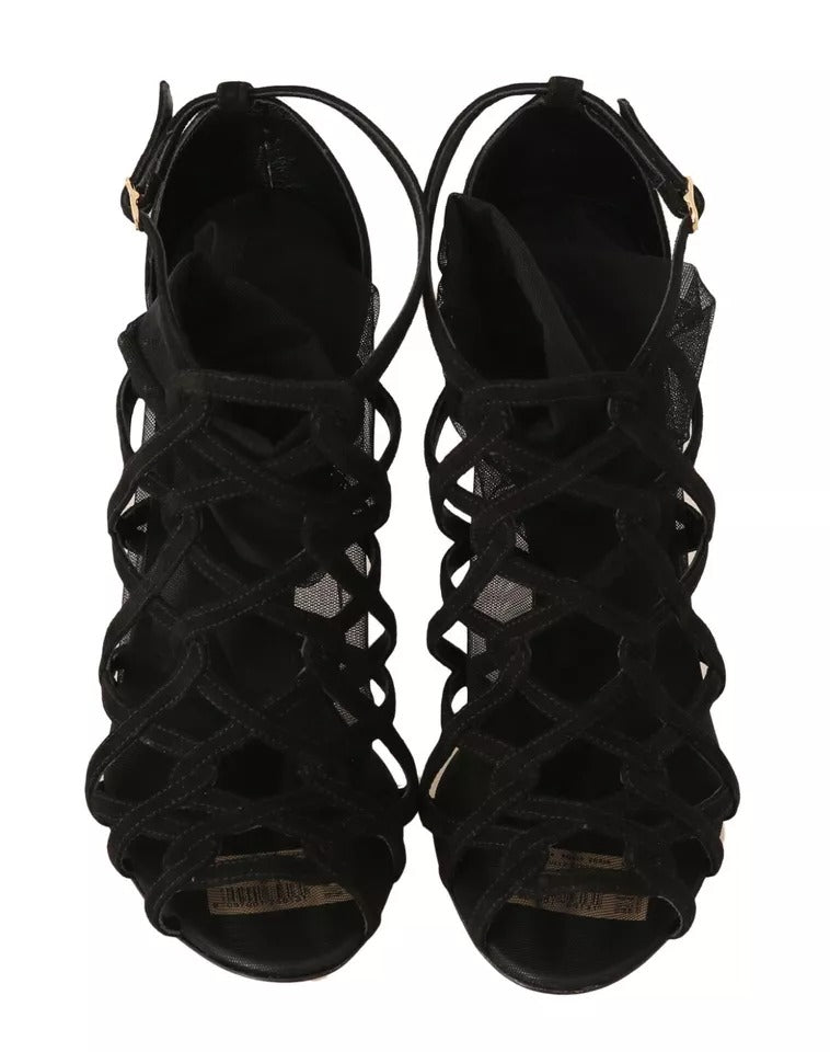 Dolce & Gabbana Black Suede Stilettos Booties Socks Shoes by Dolce & Gabbana