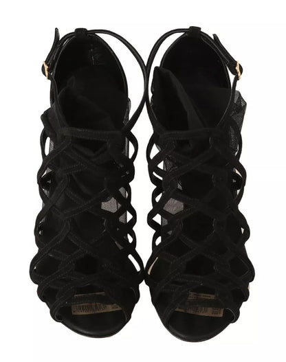 Dolce & Gabbana Black Suede Stilettos Booties Socks Shoes by Dolce & Gabbana