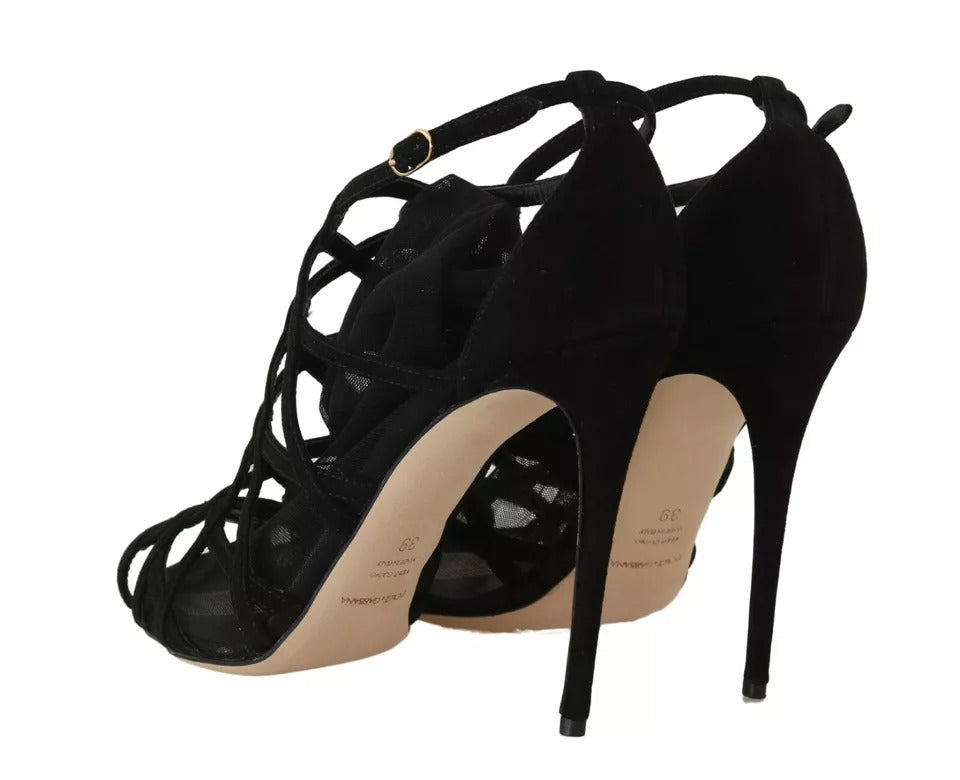 Dolce & Gabbana Black Suede Stilettos Booties Socks Shoes by Dolce & Gabbana