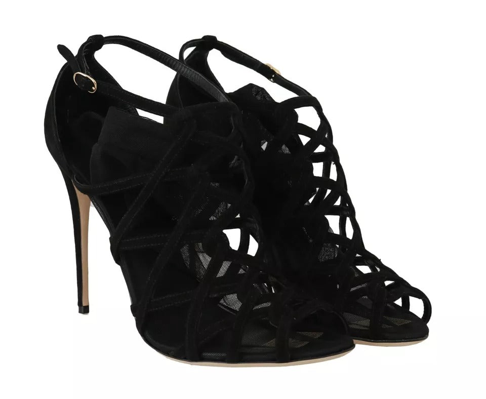 Dolce & Gabbana Black Suede Stilettos Booties Socks Shoes by Dolce & Gabbana
