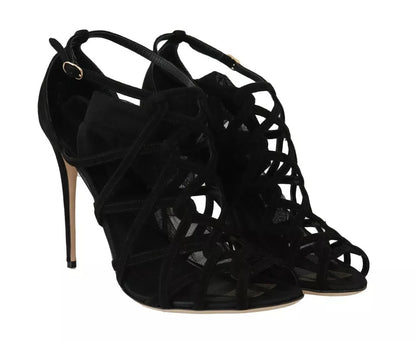 Dolce & Gabbana Black Suede Stilettos Booties Socks Shoes by Dolce & Gabbana
