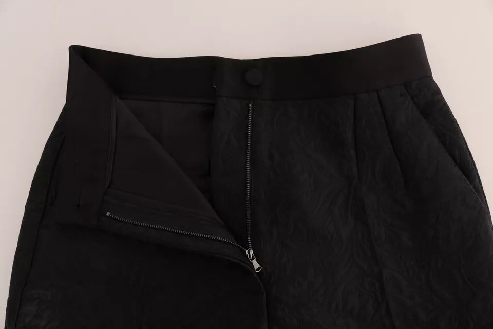 Dolce & Gabbana Black Floral Brocade High Waist Pants by Dolce & Gabbana