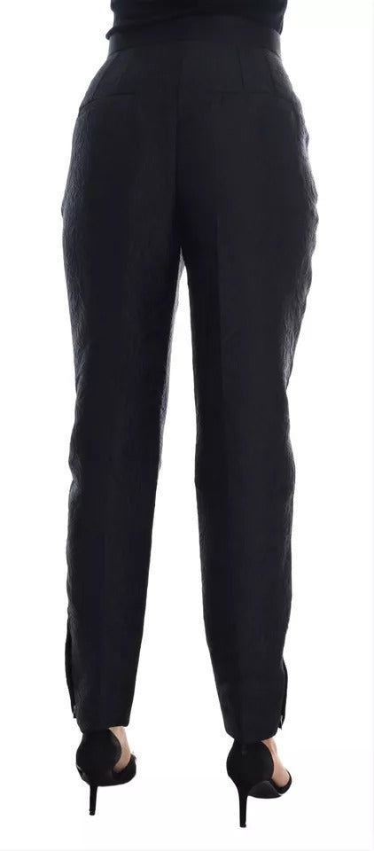 Dolce & Gabbana Black Floral Brocade High Waist Pants by Dolce & Gabbana