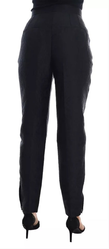 Dolce & Gabbana Black Floral Brocade High Waist Pants by Dolce & Gabbana