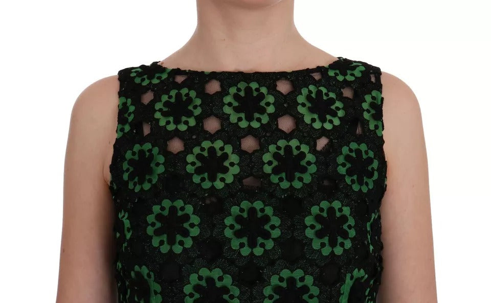 Dolce & Gabbana Green Floral Ricamo A-Line Shift Dress by Dolce & Gabbana