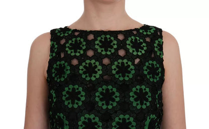 Dolce & Gabbana Green Floral Ricamo A-Line Shift Dress by Dolce & Gabbana