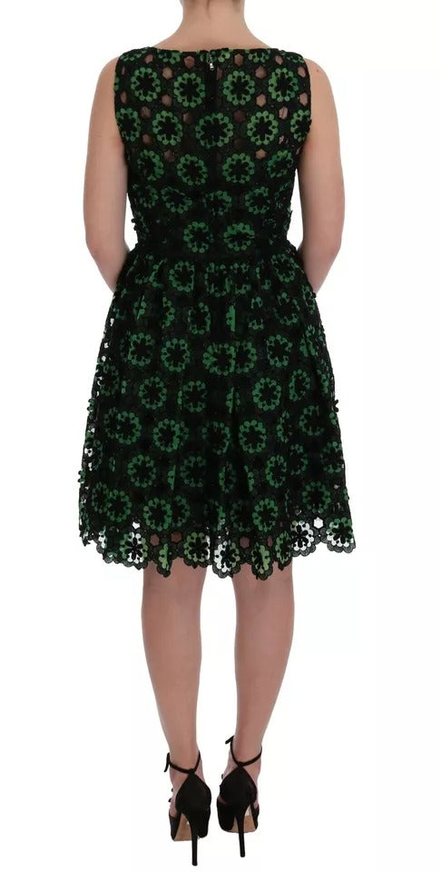 Dolce & Gabbana Green Floral Ricamo A-Line Shift Dress by Dolce & Gabbana