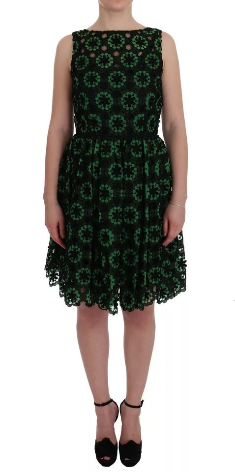 Dolce & Gabbana Green Floral Ricamo A-Line Shift Dress by Dolce & Gabbana