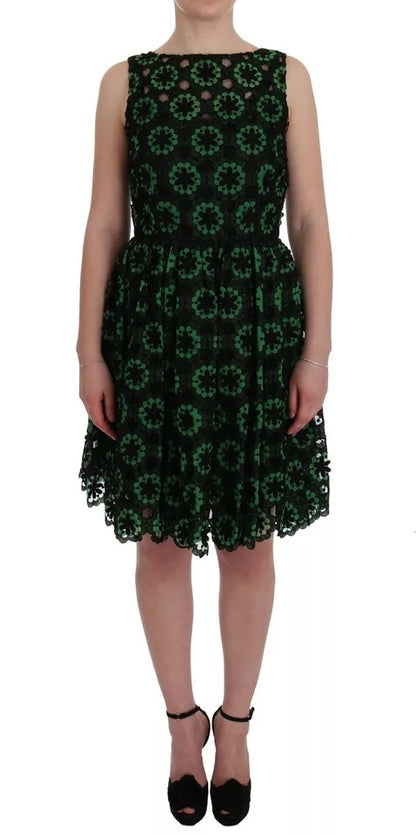 Dolce & Gabbana Green Floral Ricamo A-Line Shift Dress by Dolce & Gabbana