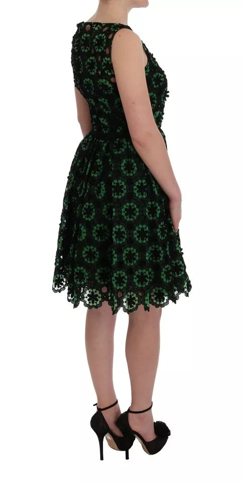 Dolce & Gabbana Green Floral Ricamo A-Line Shift Dress by Dolce & Gabbana