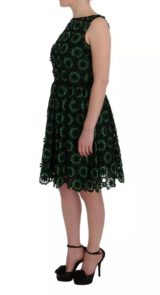 Dolce & Gabbana Green Floral Ricamo A-Line Shift Dress by Dolce & Gabbana