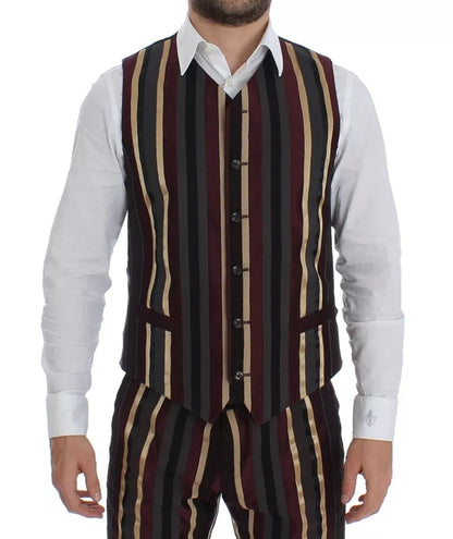 Costume 3 pièces slim fit à rayures multicolores Dolce &amp; Gabbana