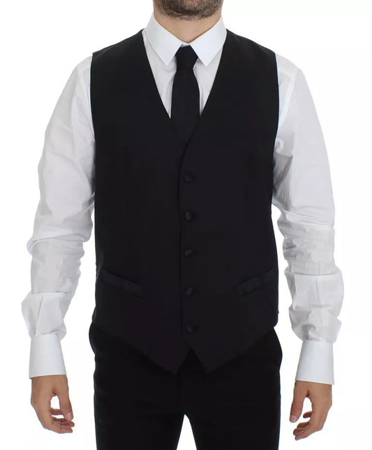 Dolce &amp; Gabbana Gilet en laine et soie noire