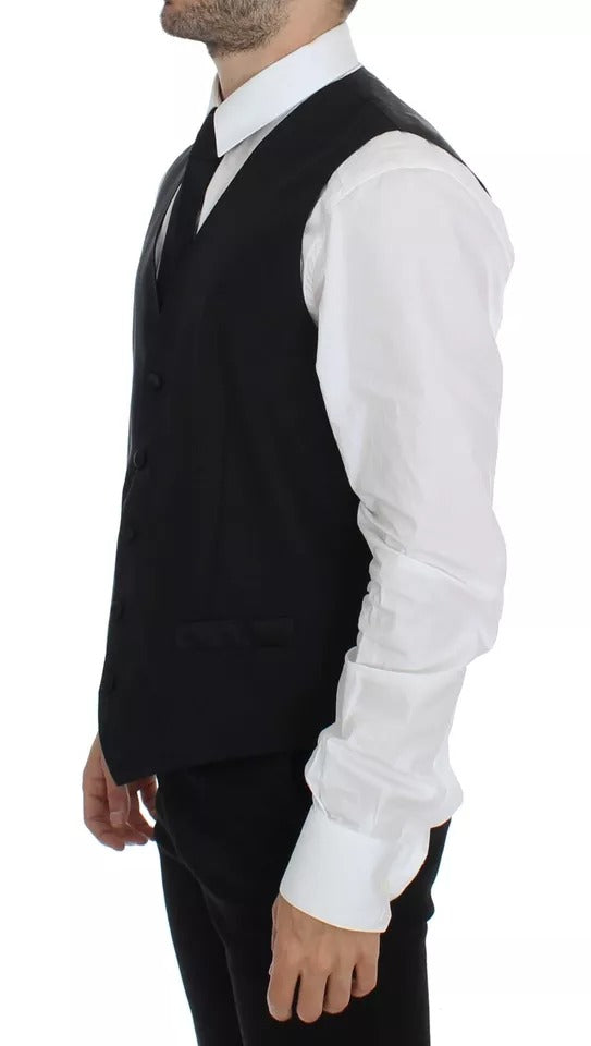 Dolce &amp; Gabbana Gilet en laine et soie noire