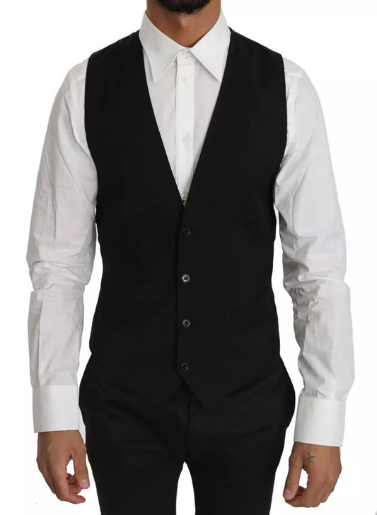 Gilet en laine noire avec logo Dolce &amp; Gabbana