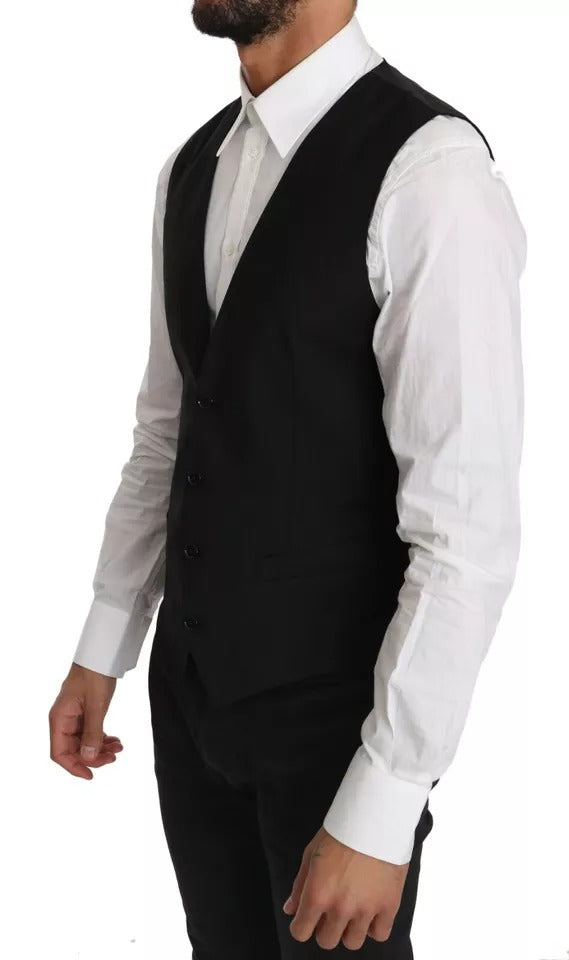 Gilet en laine noire avec logo Dolce &amp; Gabbana