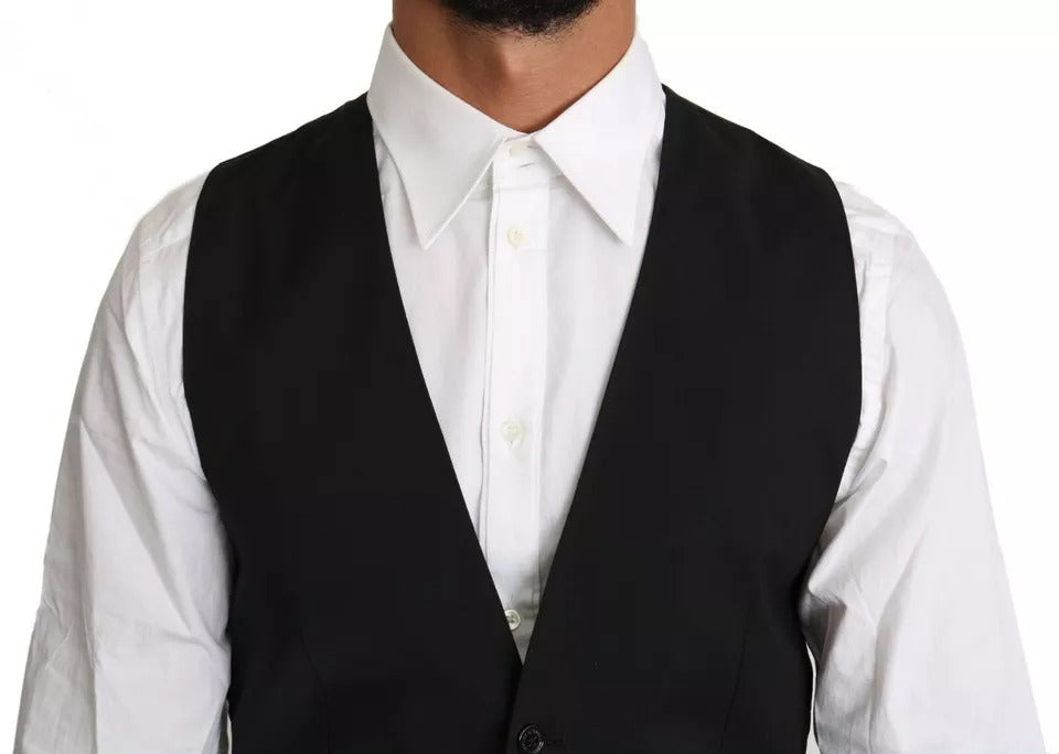Gilet en laine noire avec logo Dolce &amp; Gabbana