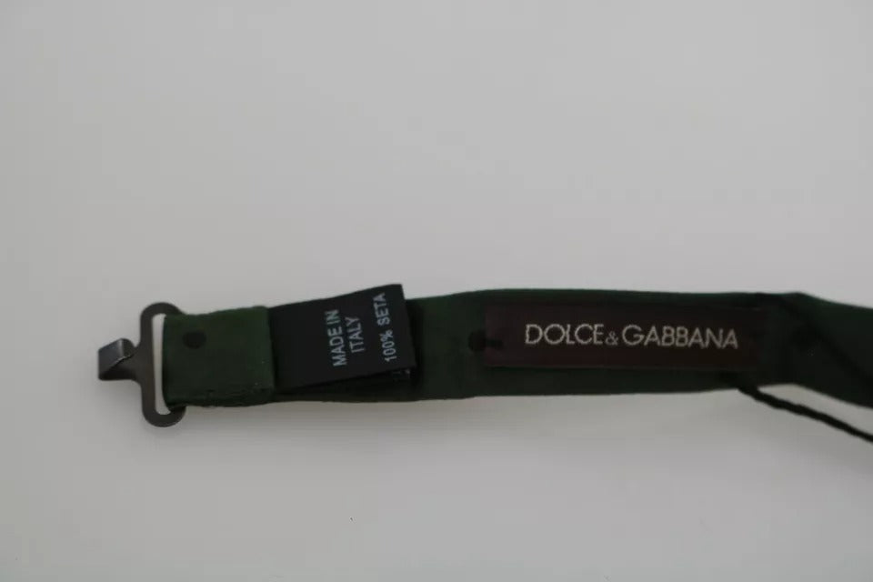 Dolce & Gabbana Green Dotted Silk Adjustable Neck Bow Tie by Dolce & Gabbana