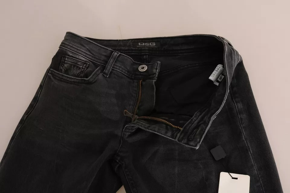 Dolce & Gabbana Black Slim Fit Cotton Jeans D&G Pants by Dolce & Gabbana