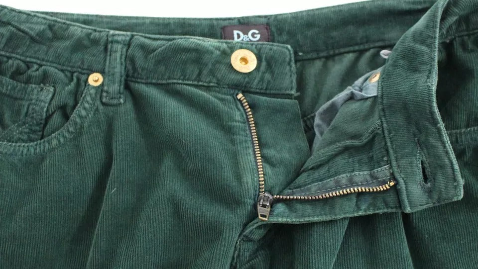 Dolce & Gabbana Green Cotton Corduroys SLIMMY Fit D&G Pants by Dolce & Gabbana