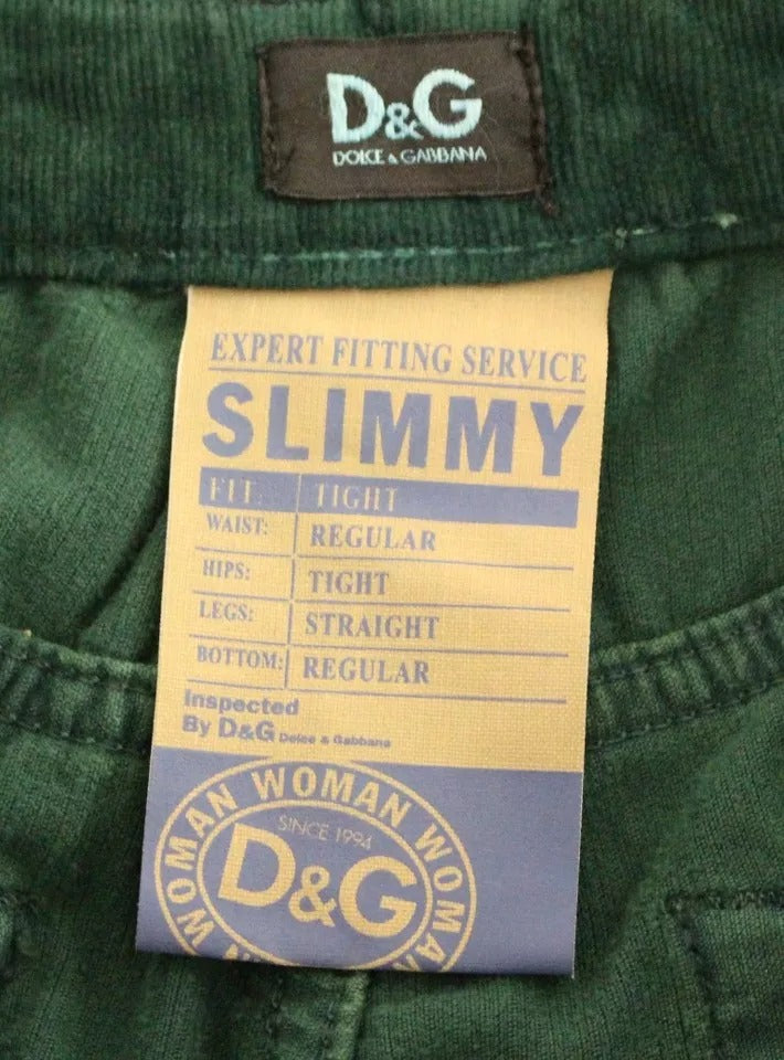 Dolce & Gabbana Green Cotton Corduroys SLIMMY Fit D&G Pants by Dolce & Gabbana