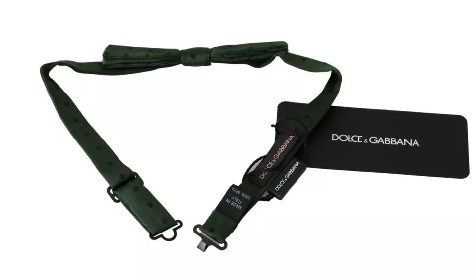Cravate et nœud papillon en soie verte à pois pour homme Dolce &amp; Gabbana