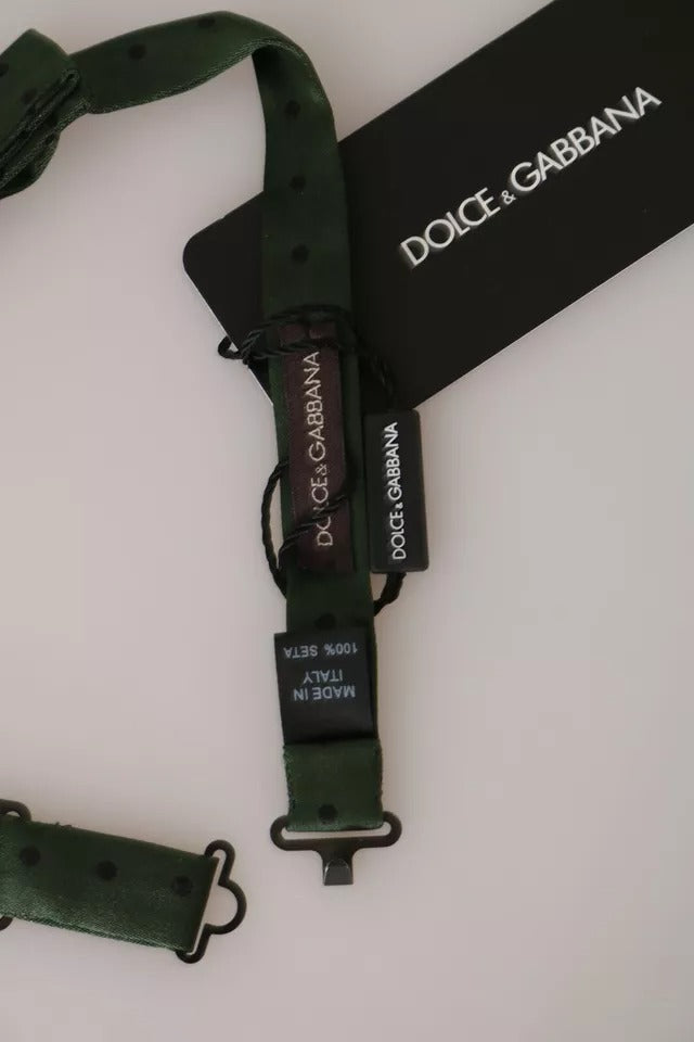 Cravate et nœud papillon en soie verte à pois pour homme Dolce &amp; Gabbana