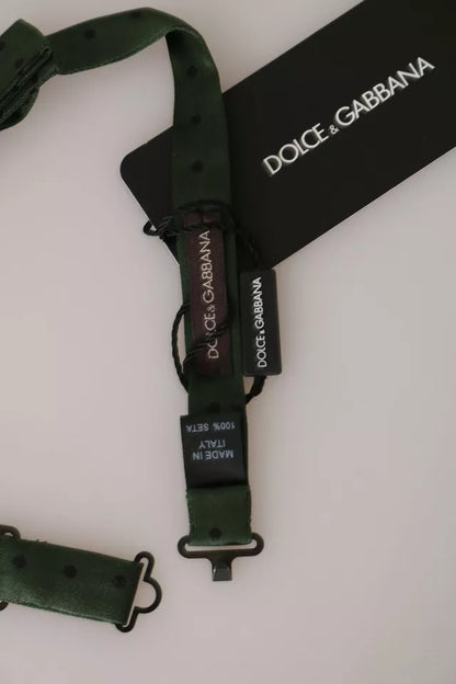 Cravate et nœud papillon en soie verte à pois pour homme Dolce &amp; Gabbana