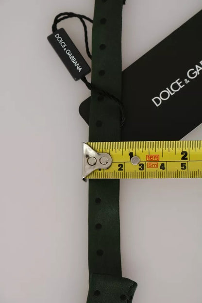 Cravate et nœud papillon en soie verte à pois pour homme Dolce &amp; Gabbana