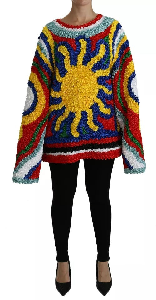 Dolce & Gabbana Multicolor Sun Ruffled Top Blouse Sweater by Dolce & Gabbana
