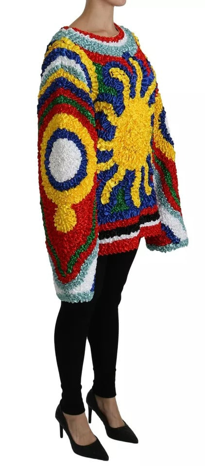 Dolce & Gabbana Multicolor Sun Ruffled Top Blouse Sweater by Dolce & Gabbana
