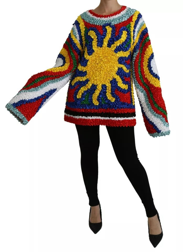 Dolce & Gabbana Multicolor Sun Ruffled Top Blouse Sweater by Dolce & Gabbana