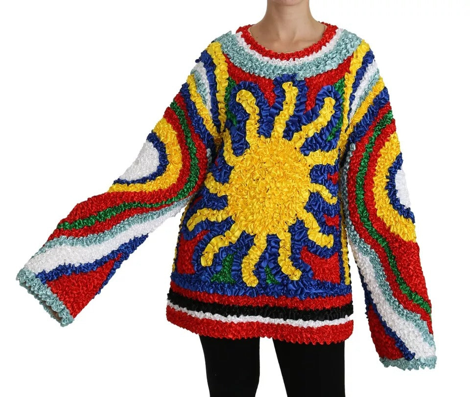 Dolce & Gabbana Multicolor Sun Ruffled Top Blouse Sweater by Dolce & Gabbana