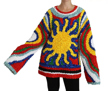 Dolce & Gabbana Multicolor Sun Ruffled Top Blouse Sweater by Dolce & Gabbana