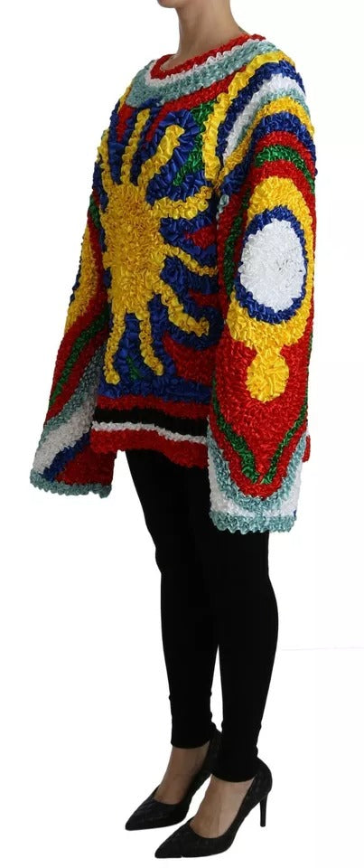 Dolce & Gabbana Multicolor Sun Ruffled Top Blouse Sweater by Dolce & Gabbana
