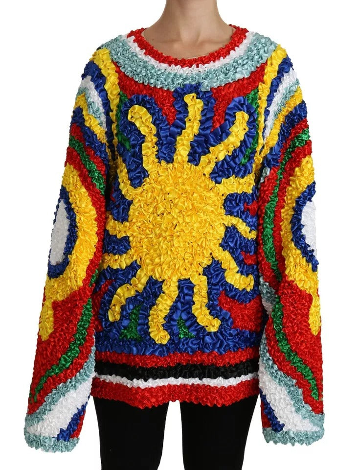 Dolce & Gabbana Multicolor Sun Ruffled Top Blouse Sweater by Dolce & Gabbana