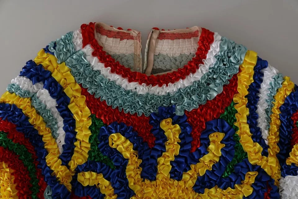 Dolce & Gabbana Multicolor Sun Ruffled Top Blouse Sweater by Dolce & Gabbana