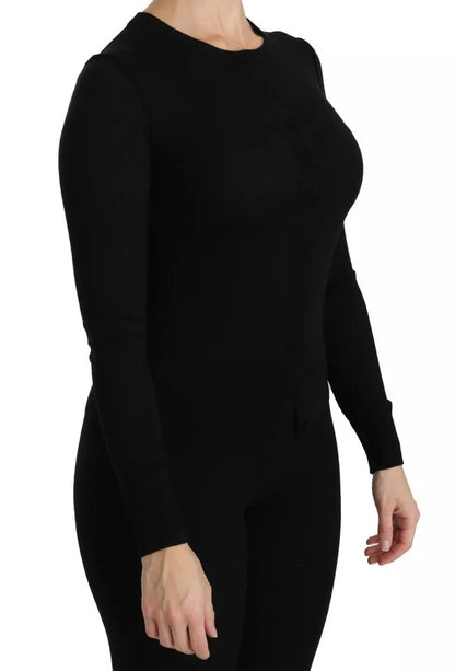 Dolce & Gabbana Black Virgin Wool Long Sleeve Top Blouse Top by Dolce & Gabbana